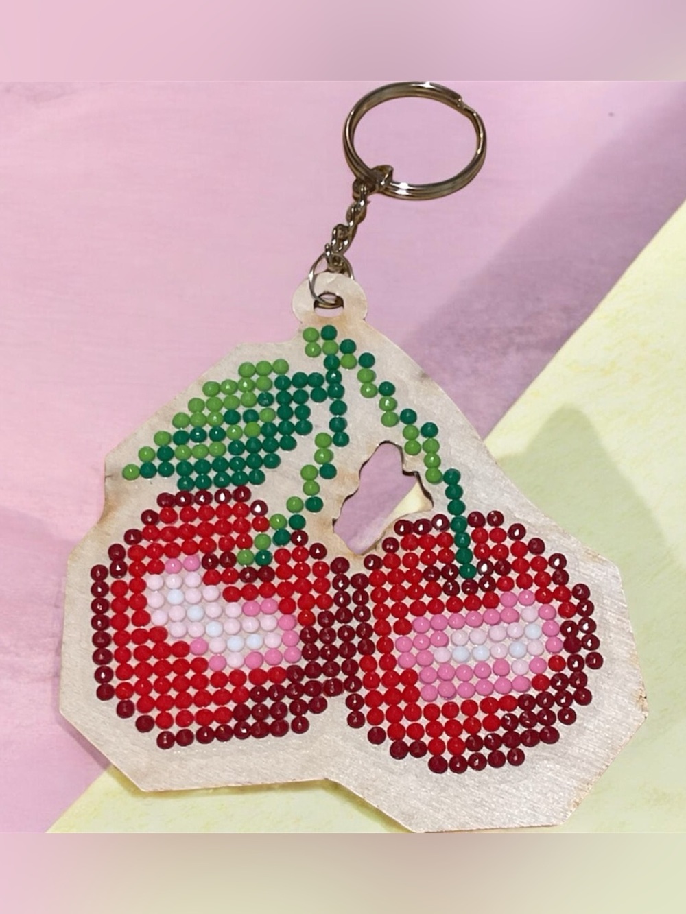 Cherries Diamond Art Keychain Cute Bow Rhinestone Bag Charm Gift Sealed